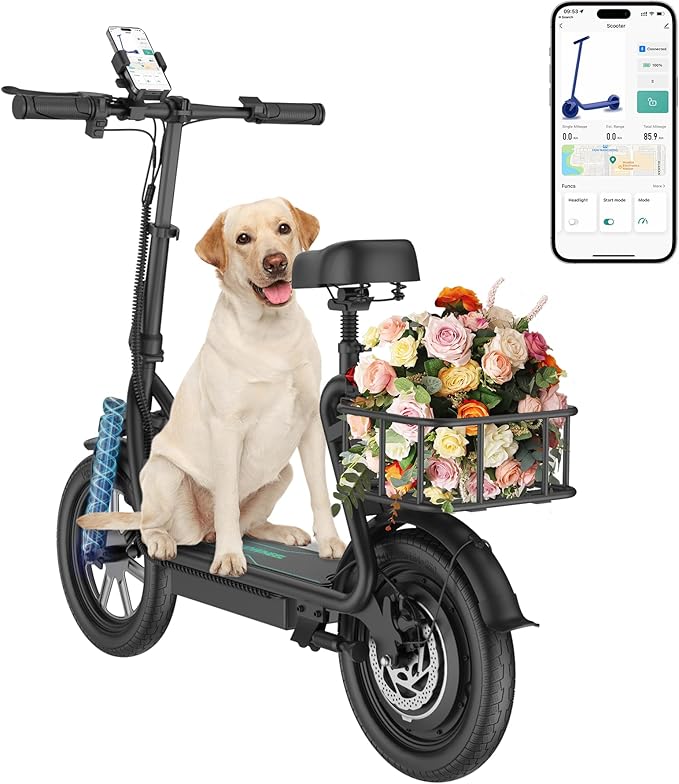 Electric Scooter for Adults, Folding E Scooter with 350W/500W Motor 16-24 Mph Top Speed, Max 15-60 Miles Long Range, 6.5''/8.5''/10''/14'' Solid Tires Commuting Scooters, Dual Brakes, APP