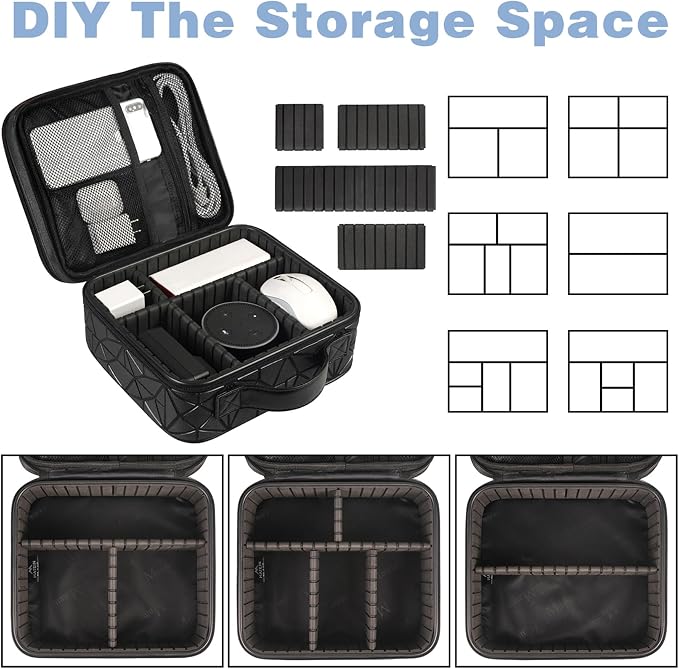 MATEIN Cable Organizer Bag, Travel Electronic Storage Cord Organizer Box | Tech Bag for Travel, Waterproof Charger Storage, Double Layer, Carrying Case for Cord, Shockproof, Portable, DJ Gifts, Black