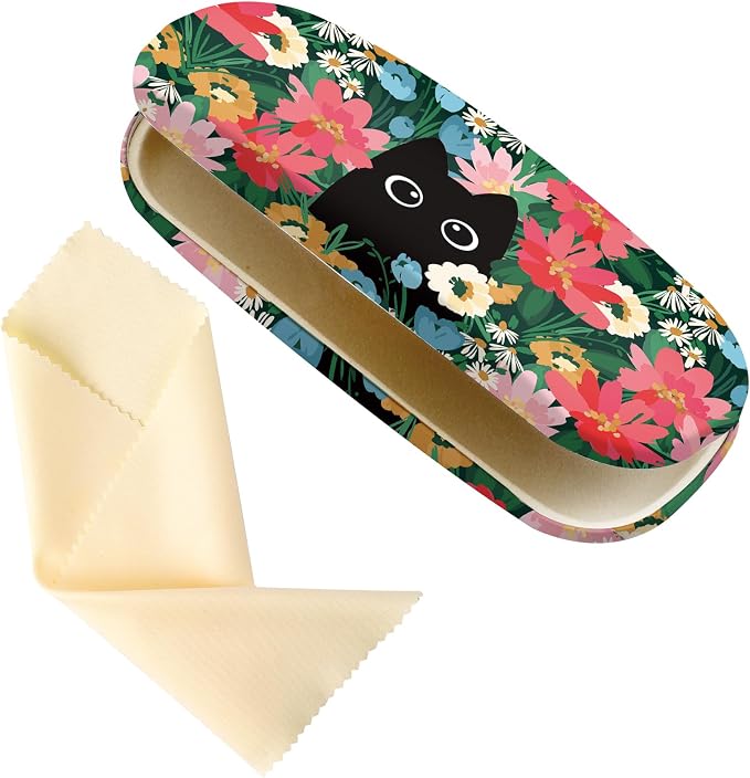 Glasses Case Hard Shell,Portable Protective Eyeglasses Case, Eyeglass Holder Box with Cleaning Cloth, for men women
