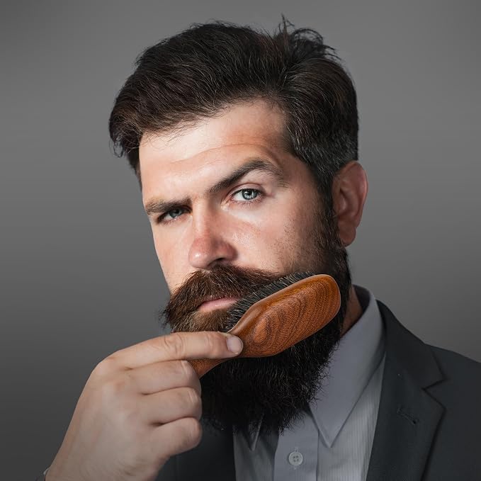 Hair Brush for Men- Slick Back Hair Brush - Boar Bristles Brush for Fine Thin Medium Hair, Nature Boar Hairbrush for Beard Styling