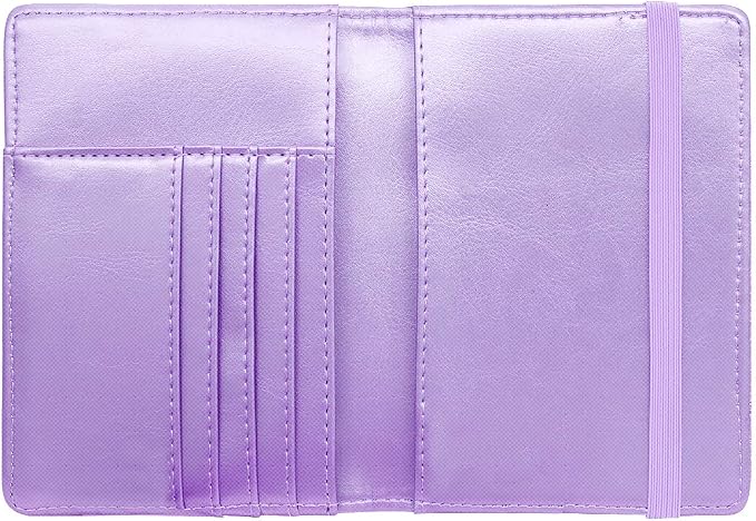 Coco Rossi Passport Holder for Travel Women Slim RFID Passport Cover Wallet | Travel Essentials, Passport Book Holders, Passport Wallet Cover Case, PU Leather, Cute, Thin, Spliced Design, Glitter Purple