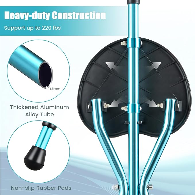 S AFSTAR Walking Cane with Seat, Height Adjustable Cane Chair with LED Light & Retractable 3 Legs, Portable Anti-Slip Seat Cane, Heavy Duty Walking Stick Chair for Seniors Elderly