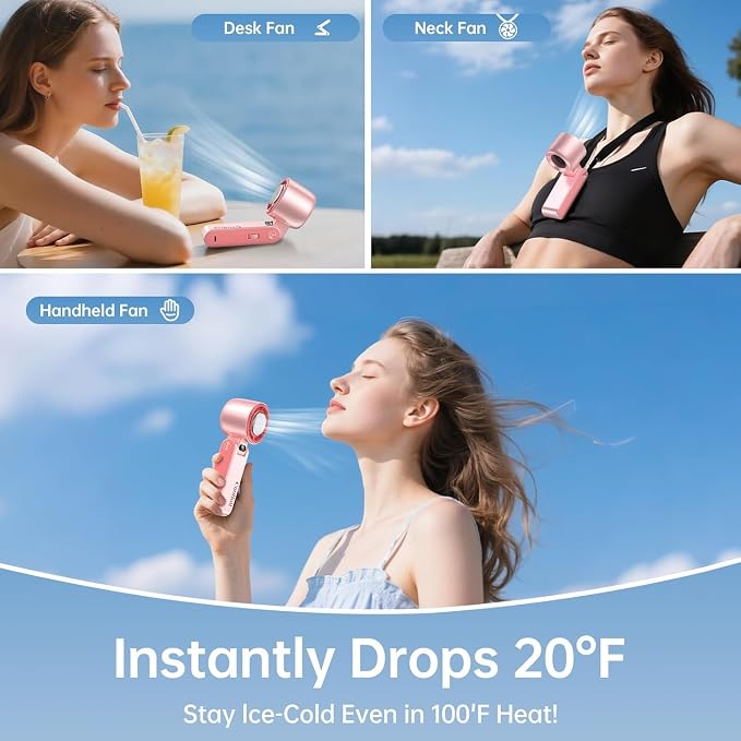 Handheld Portable Fan with Ice Cooler: 199-Speed 5500mAh | 20000 RPM Air Turbo Tech Portable Design Powerful Mini Personal Fan for Travel, Outdoor,Beach,Makeup, Summer