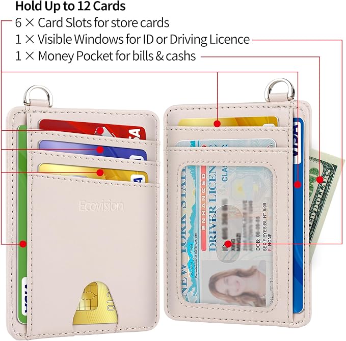 Slim Minimalist Front Pocket Wallet, RFID Blocking Credit Card Holder Wallet with Detachable D-Shackle for Men Women