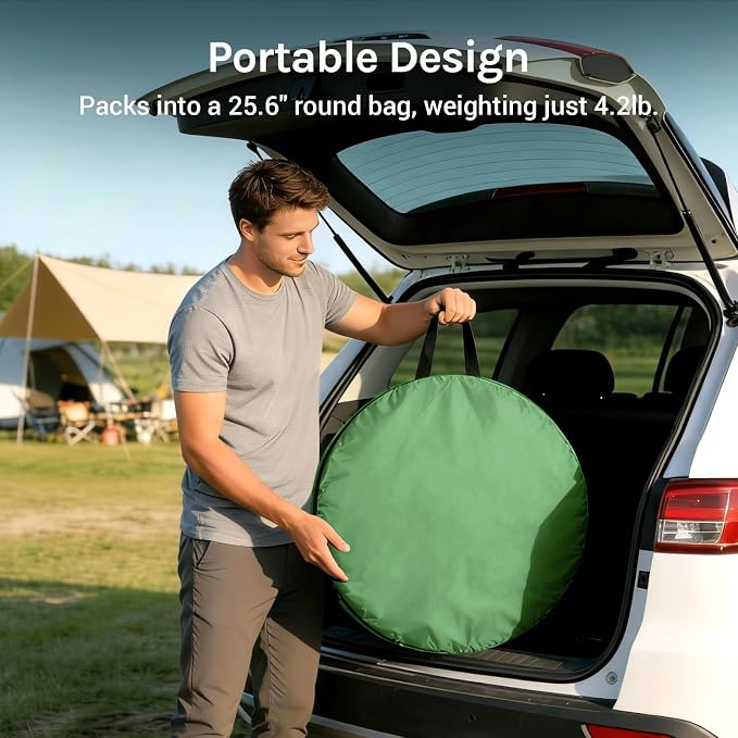 WolfWise Pop Up Shower Tent for Camping Essentials, Compact & Lightweight | Portable Instant Changing Tent with Window & Carry Bag, Privacy Dressing Room Bathroom for Outdoor, 6'3"/6'11" H