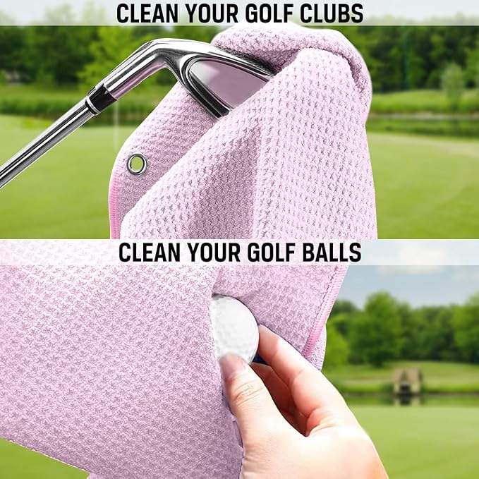 ERHACHAIJIA Yes I'd Have A Retirement Plan Embroidered Golf Towel with Clip. Funny Golf Accessories Gifts for Women Golfer Grandma Mom Aunty, Retirement (Pink)