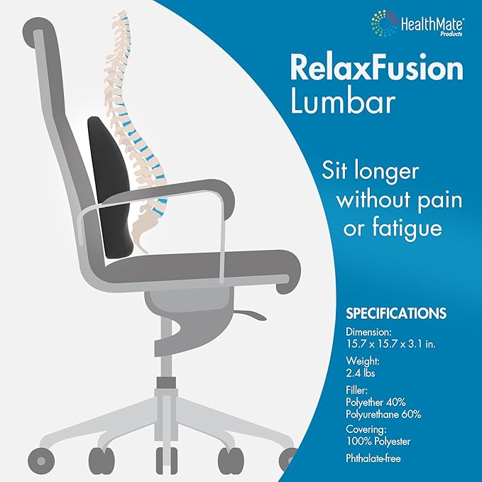 Wagan IN9112 Relax Fusion Lumbar Memory Foam and Gel Seat Cushion