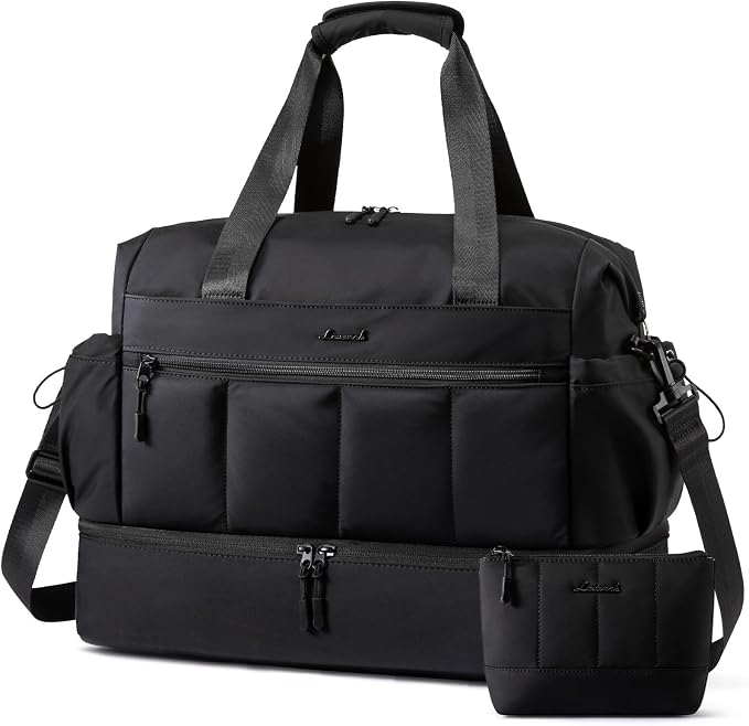 LOVEVOOK Travel Duffel Bag, Weekender Bags for Women, Large Overnight Bags with Shoe Compartment, 47L Carry on Gym Hospital Bag with Wet Pocket, 2 Pcs