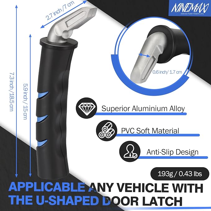 NINEMAX Car Door Handle for Elderly, Car Handle Assist (1 pc with Strap) | Portable Vehicle Entry Assist, No-Slip Grip for Seniors, Lightweight Car Cane Design, Fits Most Vehicles