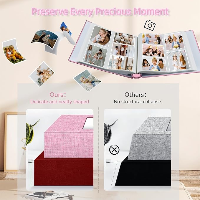 popotop Photo Album 4x6-600 Photos Photo Books with 600 Horizontal and Vertical Pockets,Linen Cover Albums for Family Wedding Anniversary Baby Vacation Pictures
