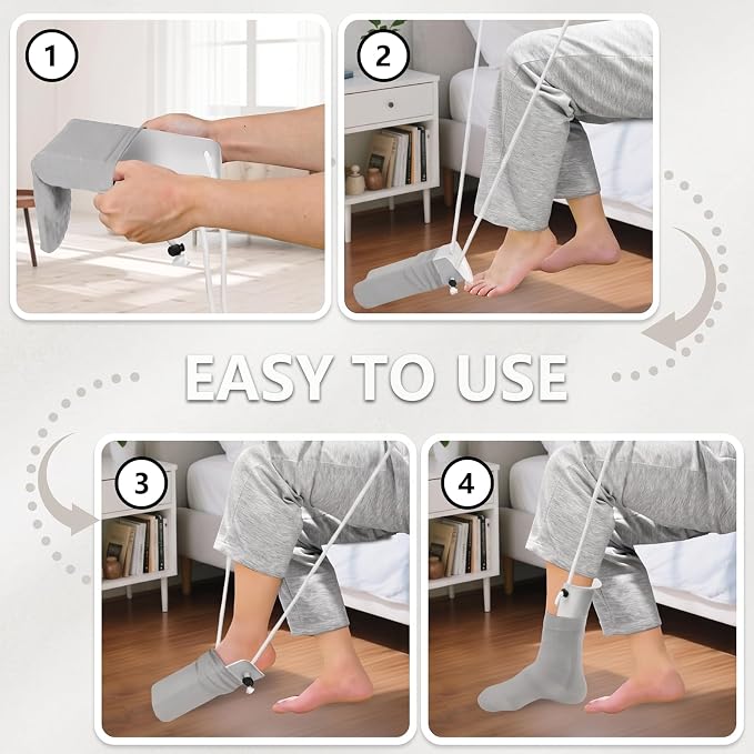Sock Aid Kit No Bend with Retractable Shoehorn for Seniors Limited Mobility