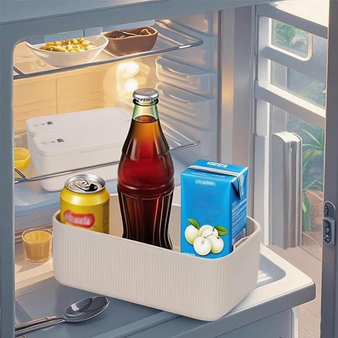 Medicine Lock Box Small Safe Lockable Storage Box with Combination Code Refrigerator Bin for Food Snack Personal Items Medicine Lock Box(Beige)
