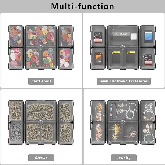 FYY Daily Pill Organizer, 7 Compartments Portable Pill Case Travel Pill Organizer,[Folding Design] Pill Box for Purse Pocket to Hold Vitamins,Cod Liver Oil,Supplements and Medication-Clear Black