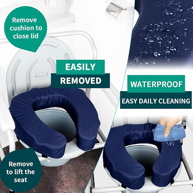 Raised Toilet Seat Cushion – High-Density Foam Booster Pad for Elderly, Seniors, Disabled – Toilet Riser for Standard & Elongated Toilets – Commode Seat Cushion Non-Slip & Easy to Clean (3 inches)
