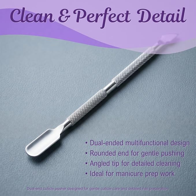Manicure Pedicure Kit with Cuticle Trimmer - 2 Pack Professional Stainless Steel Cuticle Nipper & Dual-End Pusher, Dead Skin Remover Tools for Home DIY & Travel