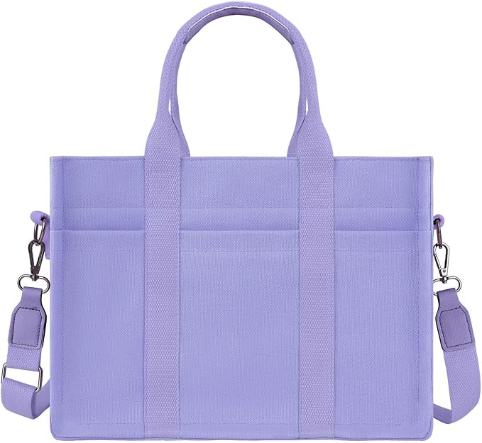 FIORETTO Canvas Tote Bag for Women with Zipper Closure & Individual Compartments for Work College for Teacher & Nurse