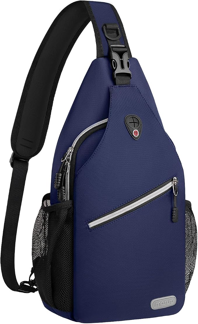 MOSISO Small Sling Bag for Men, Crossbody Shoulder Chest Daypack Bag | Sling Backpack for Casual Travel Hiking