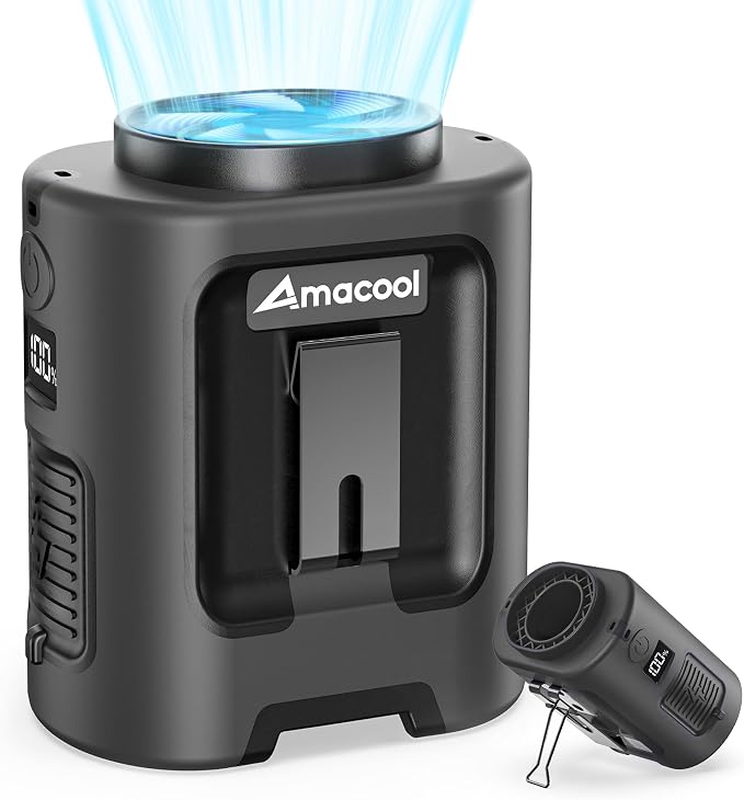 AMACOOL Mini Portable Waist Fan Clip on, 13000RPM Wearable Shirt Belt Fan | Gifts for Father Him Men Dad Husband, Rapid-Cooling Personal Neck Fans for Men Women Outdoor Work Jobsite Travel Camping