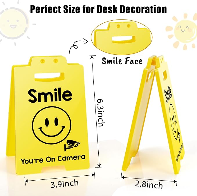MBL Video Surveillance Camera Sign - Smile You're On Camera Small Fun Gag Signs for Office Business Stores Restaurants Public Libraries Security