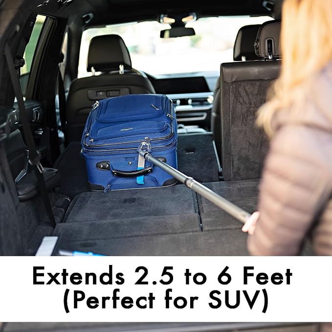 6 ft Truck Cargo Retriever | Heavy Duty Grabber Reach Tool - 110 Pound Pull | Includes Vehicle Debris and Snow Broom | Rust Resistant Aluminum and Stainless Steel (Pole, Hook & Broom)
