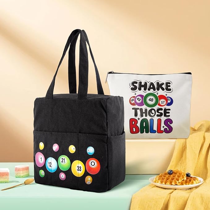 Bingo Bags with Pockets on Clearance,Zipper Bingo Daubers Bags Supplies Accessories,Gifts for Game Lover Gambler Adults Seniors Elderly Set of 2