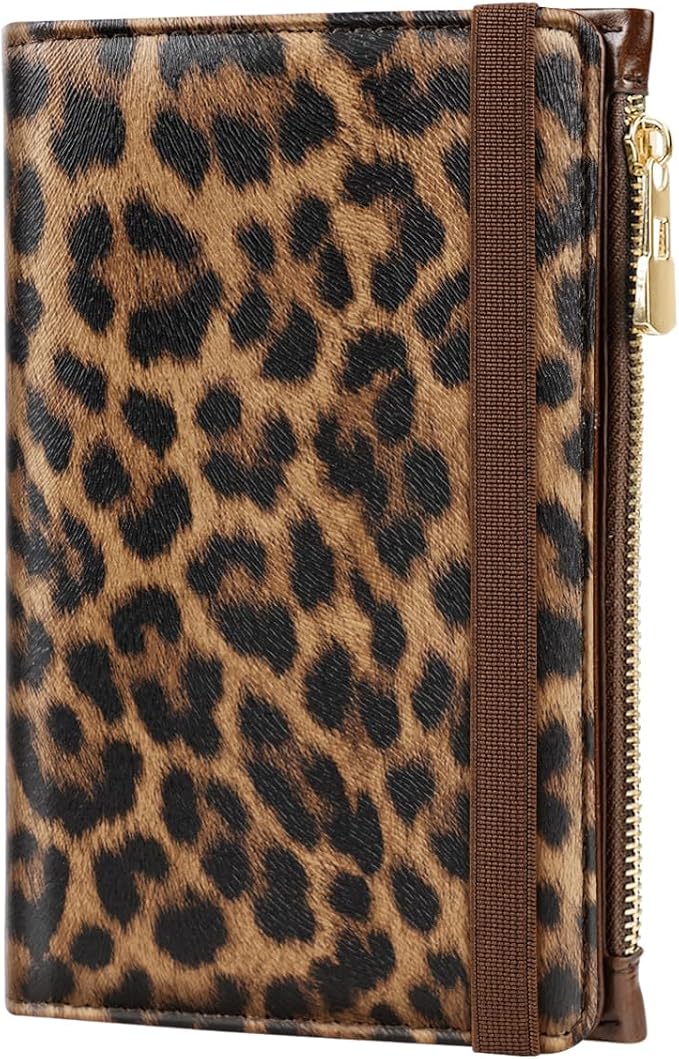 Passport Holder for Travel, RFID Blocking Passport Cover for Women Zipper | Travel Wallets, Passport Book Holder, Credit Card Holder, ID Window,SIM Card Slots, Coin & Tickets Pocket, Leopard