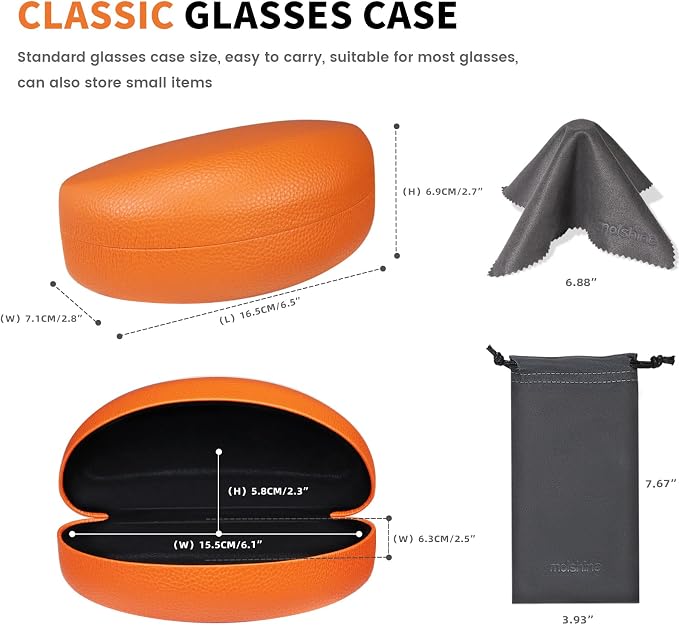 molshine Hard Shell Sunglasses Case,Classic Large Glasses Case for Sunglass,Eyeglasses with Cleaning Cloth,Pouch