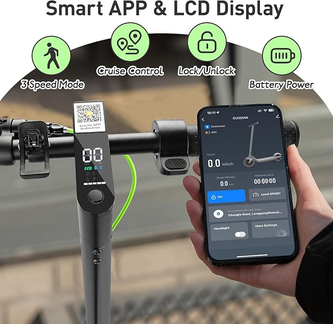 Electric Scooter for Adults, Folding E Scooter with 500W Motor 19 Mph Top Speed 18 Miles Range, 8.5" Solid Tires Folding Commuting Motorized Kick Scooter (Green - 7.8AH Battery Dual Rear Suspension)