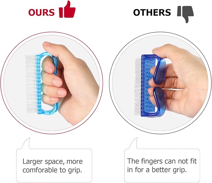 Larbois Handle Grip Nail Brush, Hand Fingernail Brush Cleaner Scrubbing Kit Pedicure for Toes and Nails Men Women (4 Pack)