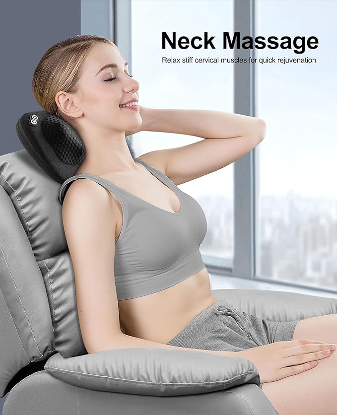 VIKTOR JURGEN Back Massager Neck Massager with Heat, Massage Pillow Gifts for Mothers Day & Fathers Day, Electric Shiatsu Shoulder Massager, Deep Kneading Massager for Back Pain, Neck Pain