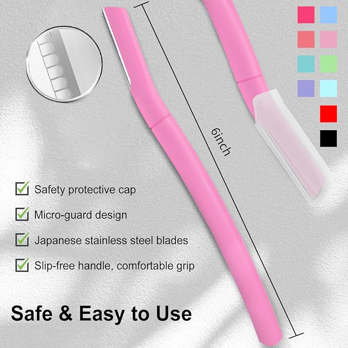 Dermaplane Razor for Women, Facial Razor, Peach Fuzz Remover, 10ct Lavender | Disposable Dermaplaning Tool for Facial Hair Removal & Exfoliation, Microblade Design, Easy Replacement for Home & Travel