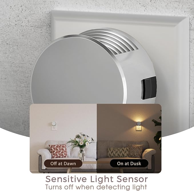 Briignite Night Lights Plug into Wall [2 Pack], Dusk to Dawn Sensor Nightlight, Brightness Adjustable, 3000K Soft White, Dimmable Plug in Night Light for Bathroom Bedroom, Hallway
