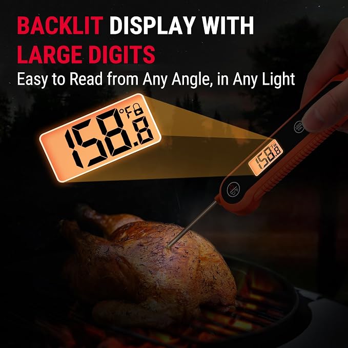 TempPro TempSwift 1 Sec Meat Thermometer Digital for Kitchen Cooking Food | 3.9 inches Long Probe, Calibration, Backlight, Bread Baking Sourdough Liquids Candy Making Accessories (Previously ThermoPro)