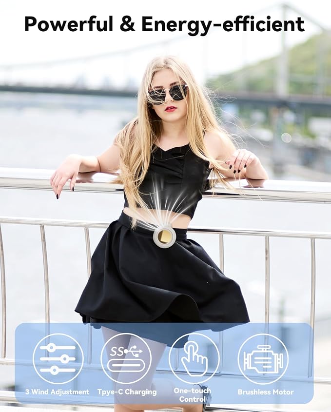 Portable Silent Mini Bladeless Fan Clip On, Small Fan Clip on for Shirt & Waist, Adjustable 3-Speed Suspended Whirlwind Fans, For Outdoor & Travel & Office, Travel Accessories, Gift