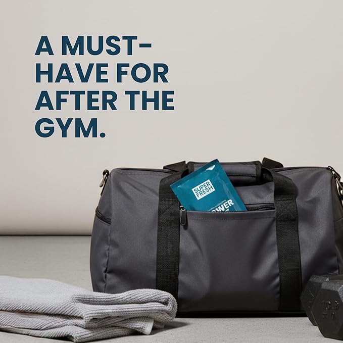 Super Fresh Shower Wipes Large Unscented Body Wipes for No Rinse Bathing Personal Hygiene Gym Travel or Camping Enriched with Aloe and Vitamin E 20 Individually Wrapped Disposable Sheets