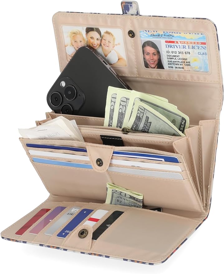 Mundi File Master Womens RFID Blocking Wallet Clutch Organizer With Change Pocket