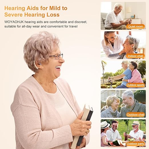 Hearing Aids, Hearing Aids for Seniors and Adultos - Hearing Aid Rechargeable for Hearing Loss,16-Channel Digital OTC Hearing Aid with Noise Cancellation, Volume Control and Portable Charging Case