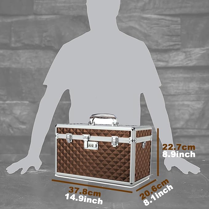 Storage Lock Box with Combination Lock, Lockable Medicine Storage Box, Empty First Aid Box, Security Lock Box, Multipurpose Locking Box for Home and Outdoor Use (Coffee, X-Large)