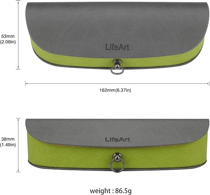 LifeArt Eyeglass Case Hard Shell, Portable Sunglass Case, Fashionable PU Leather Eyeglass Case, Lightweight
