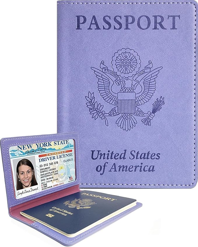 Sizobi Passport Holder for Travel Women, RFID Blocking Passport Covers Case | Passport Wallet Card Slot, International Travel Must Haves Travel Accessories for Men, Cruise Ship Essentials Gifts, Purple