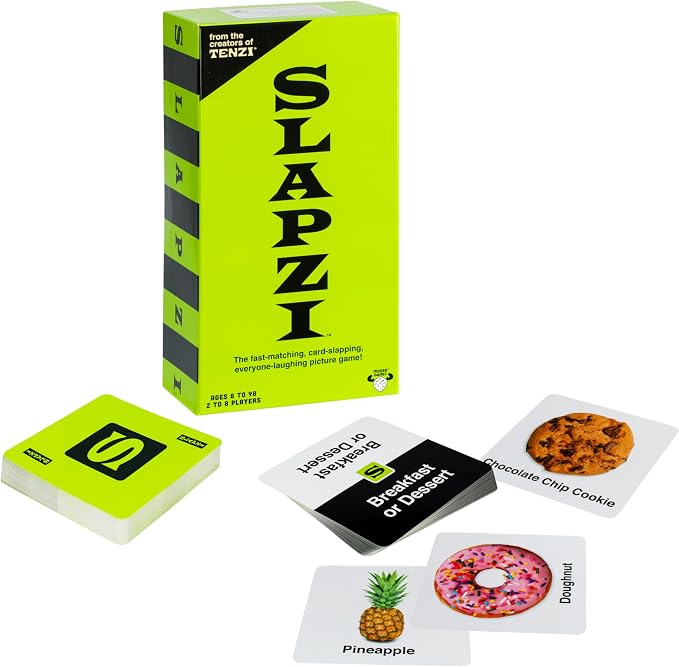 Moose SLAPZI Fast-Matching Card Game, 2-8 Players, Ages 8+ | Match picture to clue & slap down first; 60 clue & 90 picture cards, party game for kids and adults