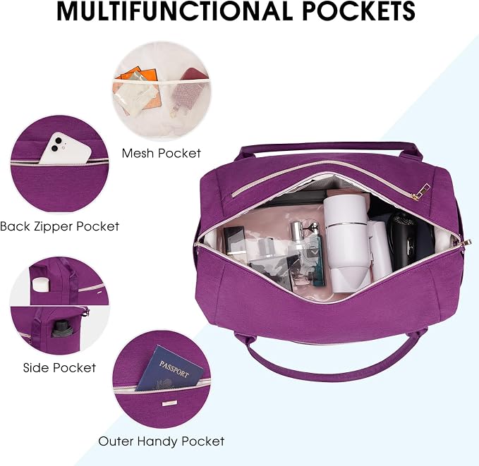 WANDF For Spirit Airlines Personal Item Bag 18x14x8 Underseat with Wet Pocket & Shoe Compartment & Tsa Approved Toiletry Bag