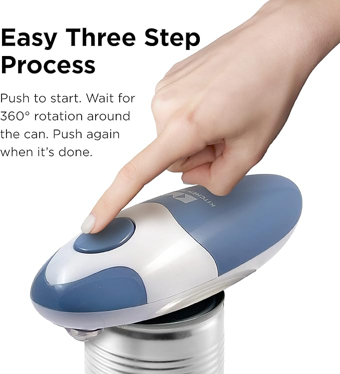 Kitchen Mama Auto 2.0 Electric Can Opener: Blade Opens Almost Any Can Pop or Soda Can - Automatic, Hands Free, Safe, Smooth Edge, Lid Remover, Battery Operated, Cordless, YES YOU CAN (Morandi Blue)