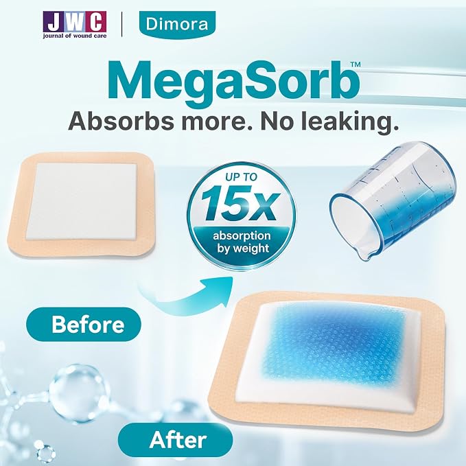 Dimora Silicone Foam Dressing with Border Adhesive 3"x3" Waterproof Wound Dressing First Aid Bandage for Wound Care 10 Pack