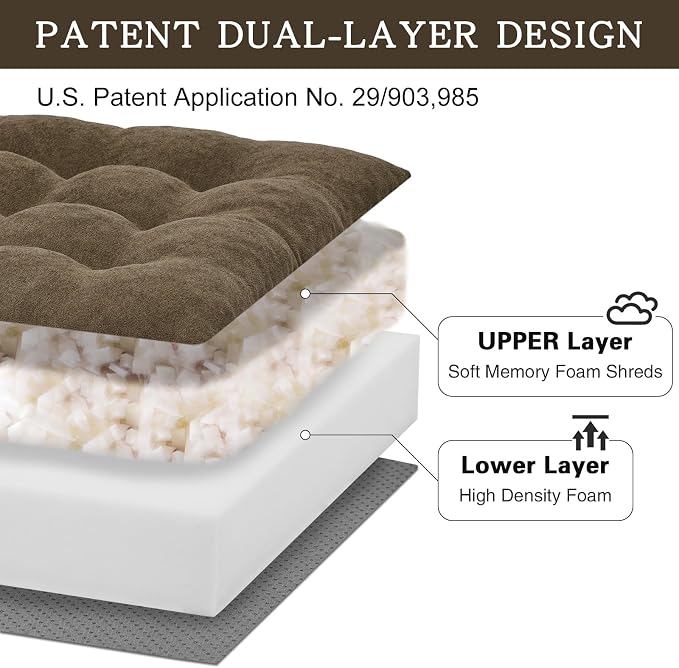 Recliner Cushion for Elderly - Patented Dual Seat Cushion for Sagging Recliner Replacement Booster Cushion for Easy Get Up from Chair, Sofa & Couch, Relieves Long-Sitting Pain 20x20x4 Brown