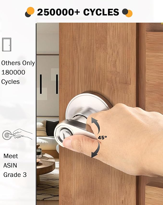 Gobrico Satin Nickel 1 Pack Privacy Door Lever Handle for Bedroom and Bathroom, Keyless Interior Wave/Drop Style Brushed Nickel Door Knob