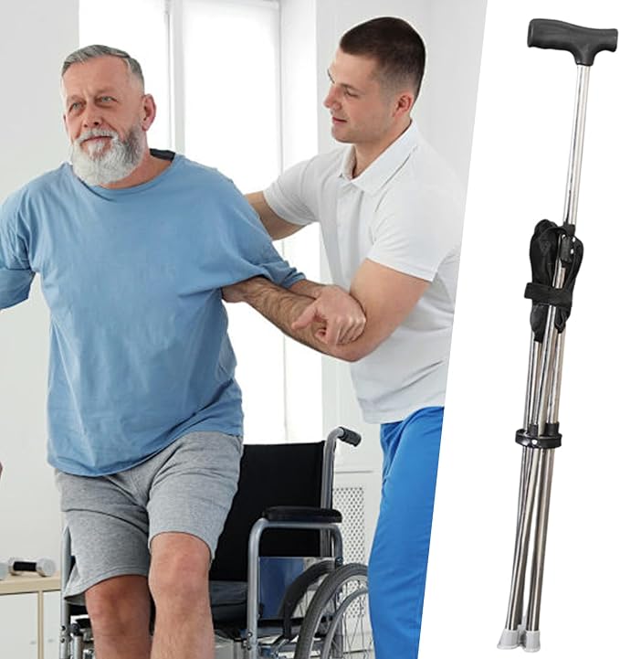 Folding Cane with Seat, Lightweight Adjustable Walking Canes with Seat, Foldable Walking Cane Chair, Ergonomic Support Crutch Stool Mobility Aids, Anti-Slip Walk Stick for Outdoor/Trip/Park