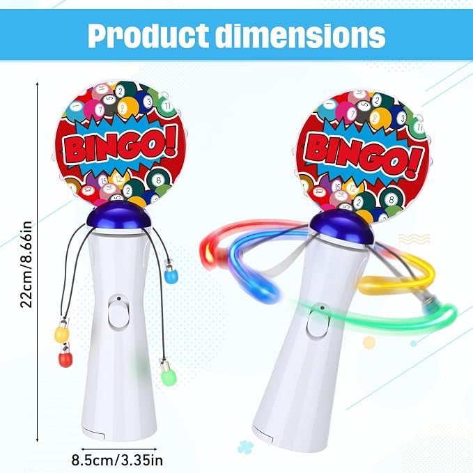2 Pcs Light up Bingo Spinner Wand LED Glow Spin Bingo Game Gift Goodie Bag Stuffers for Birthday Party Favors (Batteries Not Included)