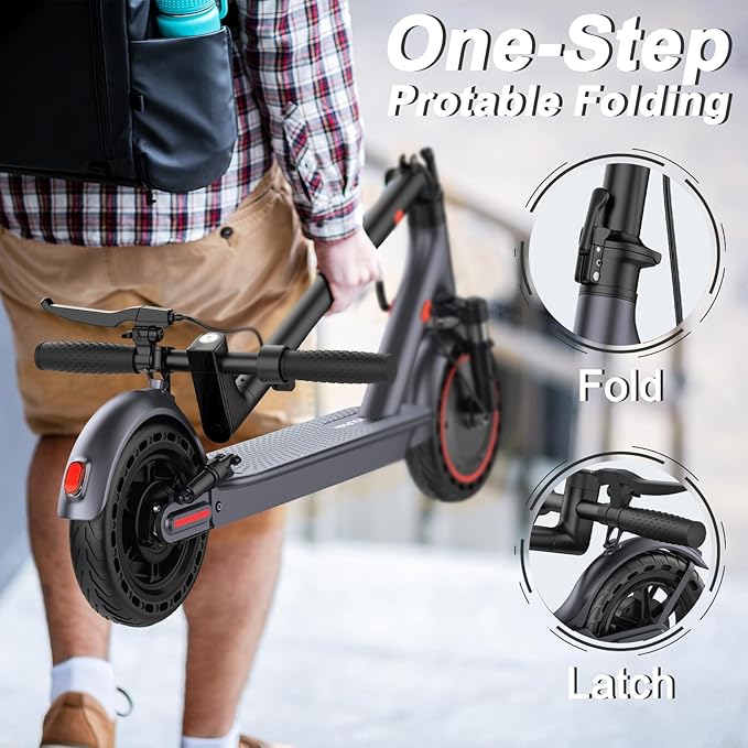 VOLPAM Electric Scooter, 350W/500W Powerful Motor, 8.5"/10" Solid Tires, 19/22Mph, 28/23/21/16 Miles Max Range, Dual Braking