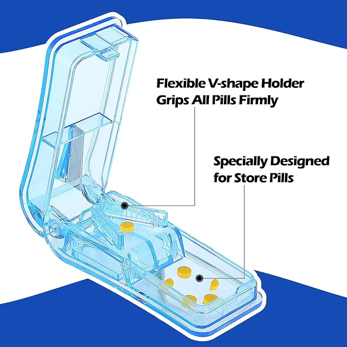 Nuanchu 12 Pieces 12 Pieces Pill Cutter Portable Medicine Holder with Stainless Steel Blade Easy Cut for Cutting Pills Tablet in Half for Daily Life